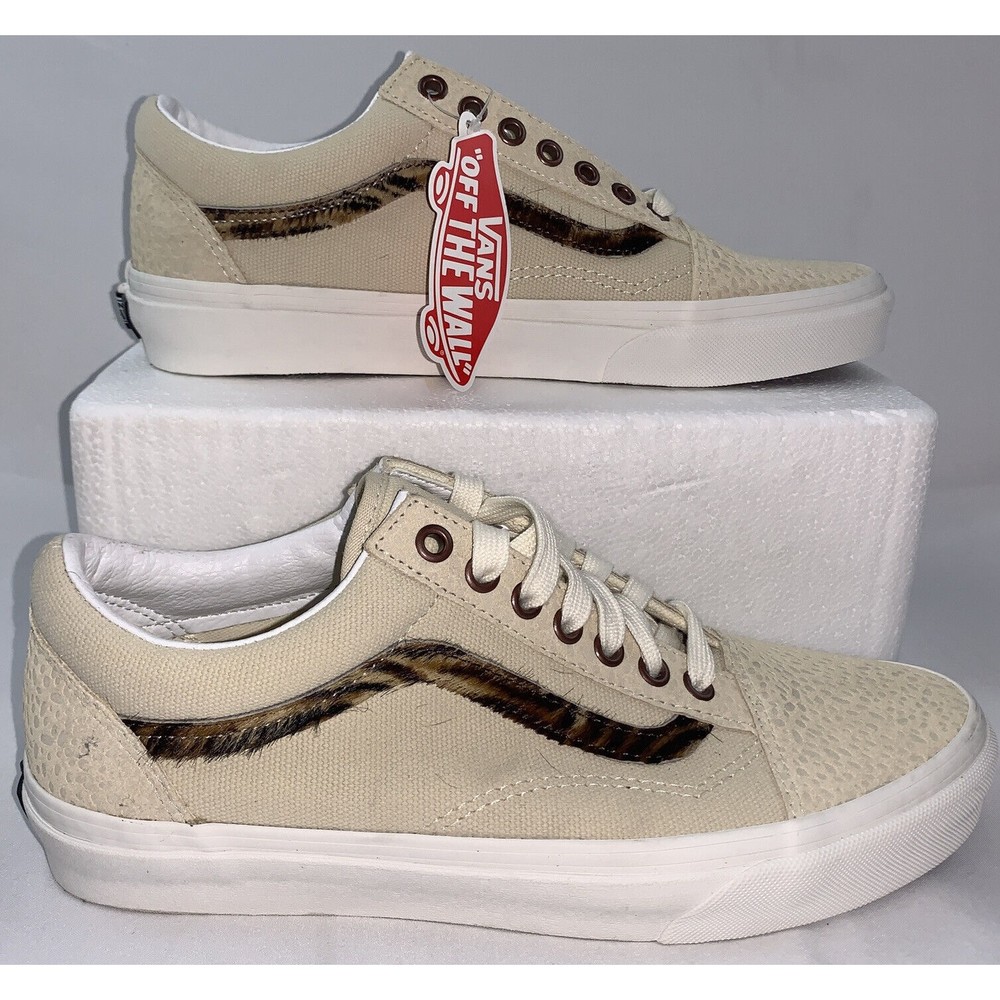 VANS OLD SKOOL SUBTLE SAFARI Fur Stripe Womens Size 10 Mens Size 8.5